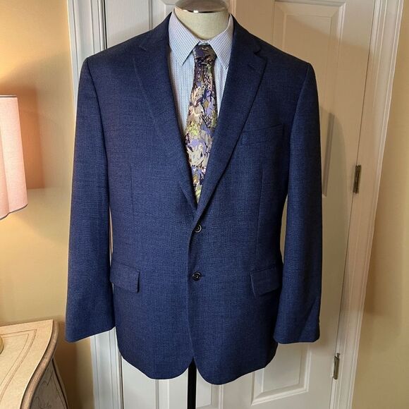 EUC Jos. A. Bank 1905 Brrr Comfort Navy Slim Fit Sport Coat Jacket Blazer 46R - Picture 1 of 5